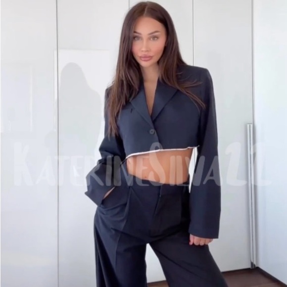 ZARA striped crop bomber blazer - Picture 8 of 15